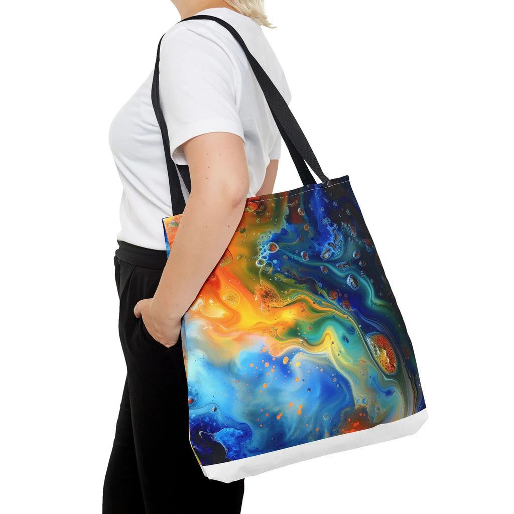 Abstract Fluid Art Tote Bag | Colorful Swirl Beach Bag - 250 USA Celebration