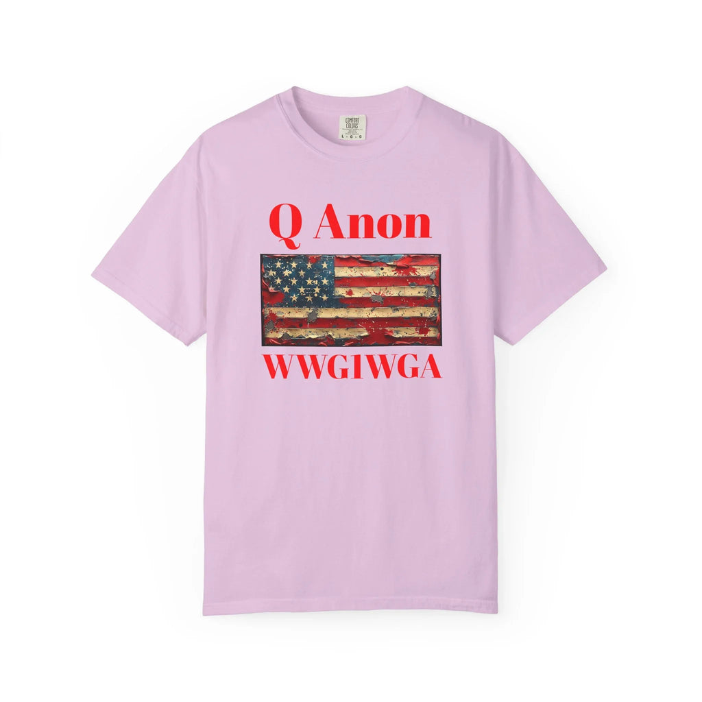 Q Anon WWG1WGA T-Shirt | American Flag Graphic Tee - 250 USA Celebration
