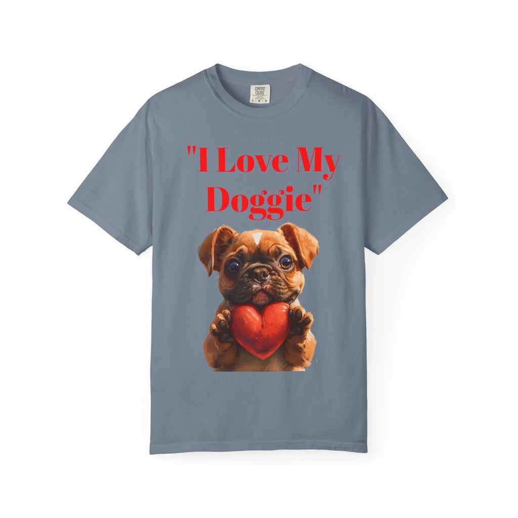 Cute French Bulldog Puppy Holding Red Heart T-shirt | Dog Lover Cartoon - 250 USA Celebration