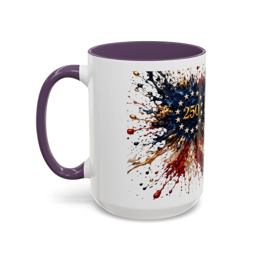Patriotic 250th Anniversary Coffee Mug – American Flag Splash Accent (11/15oz)