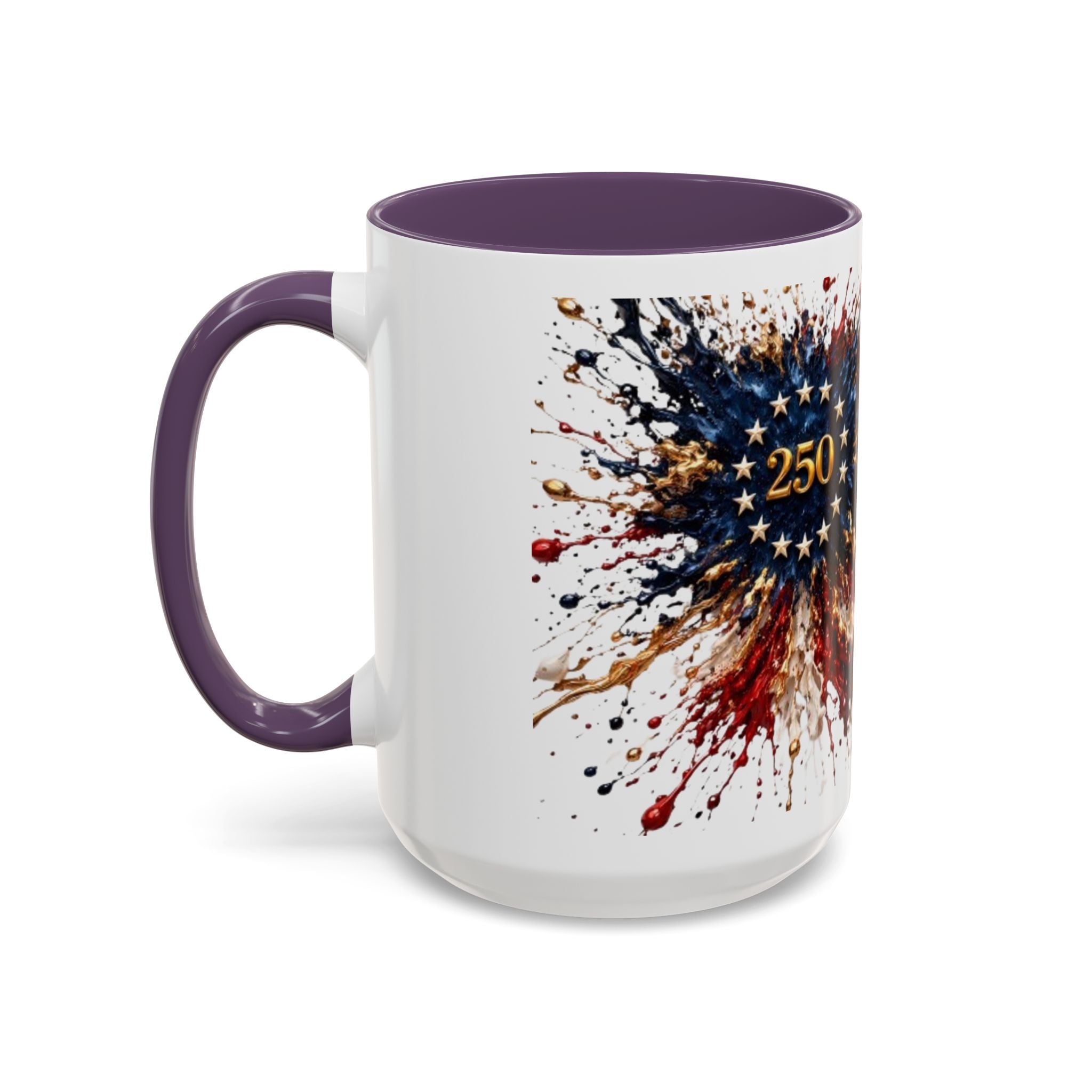 Patriotic 250th Anniversary Coffee Mug – American Flag Splash Accent (11/15oz)