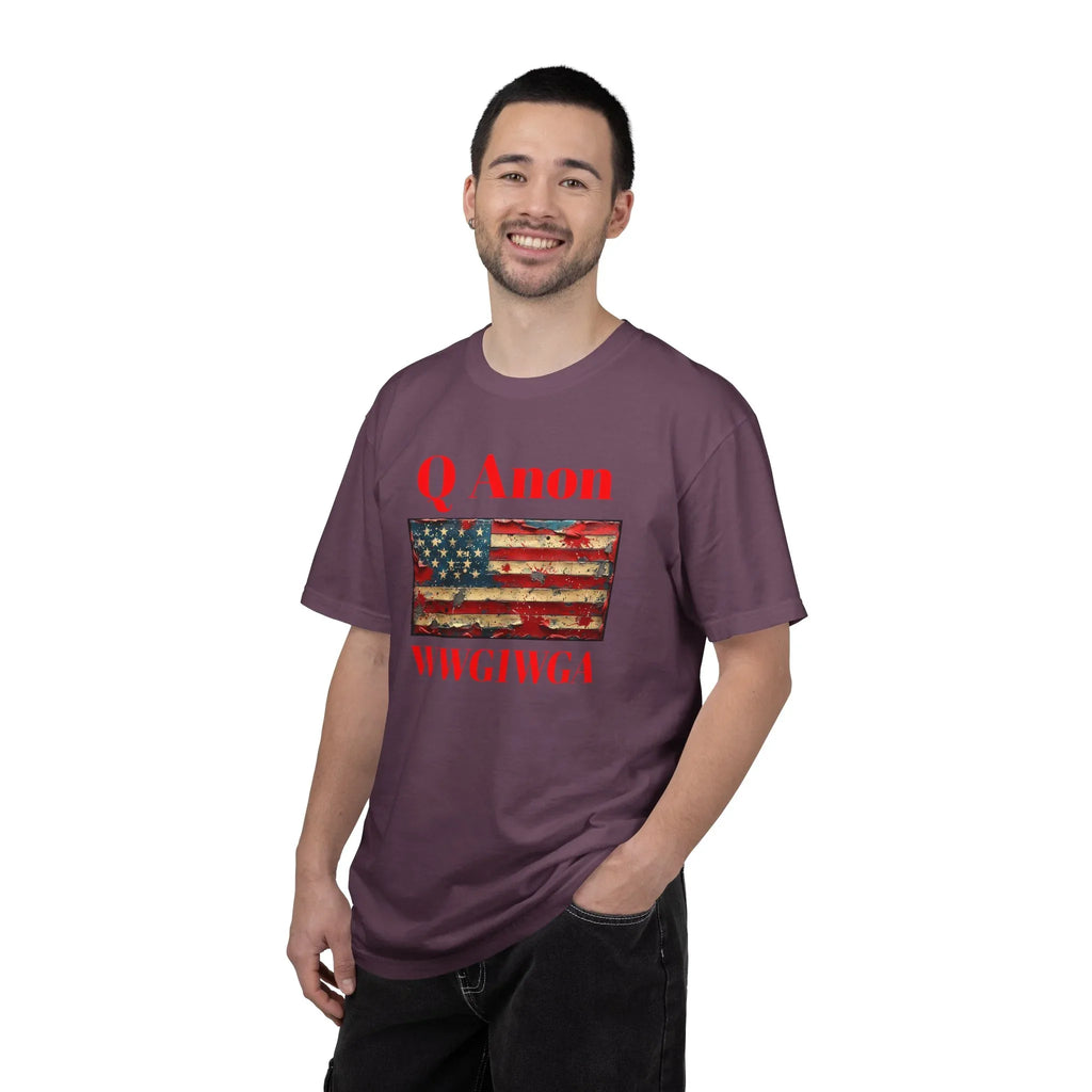 Q Anon WWG1WGA T-Shirt | American Flag Graphic Tee - 250 USA Celebration