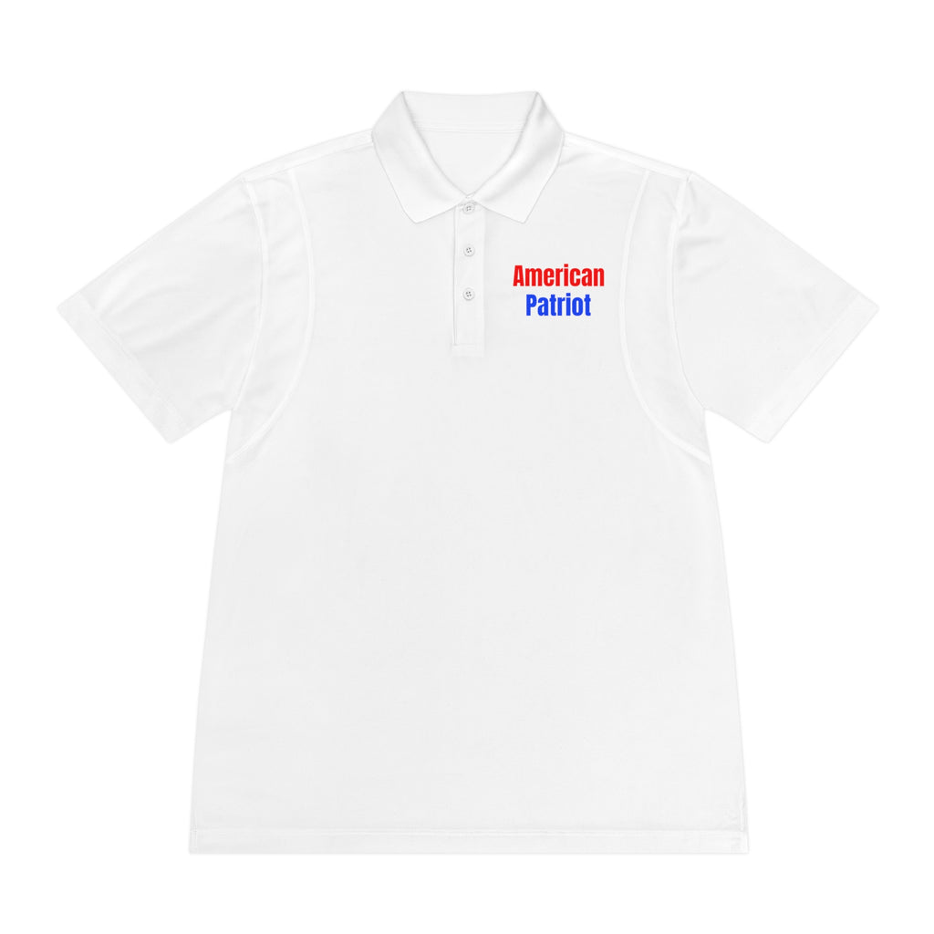 Patriotic "America First" Men's Sport Polo — American Flag Chest Logo