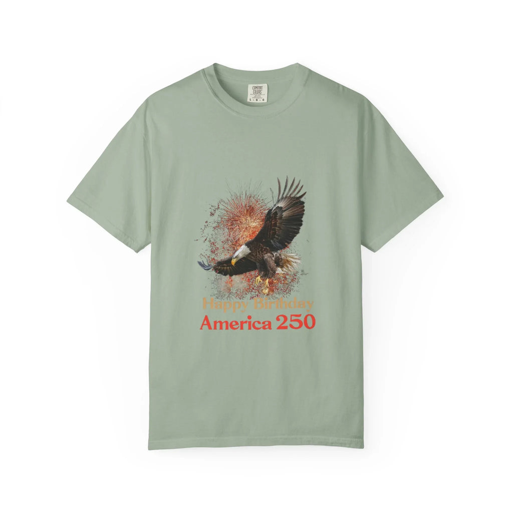 Eagle Illustration Happy Birthday America 250 T-Shirt | Patriotic Bald Eagle Tee - 250 USA Celebration