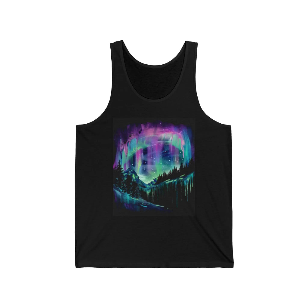 Aurora Borealis Tank top Northern Lights Night Sky, abstract art t-shirt, abstract graphic tee women, girls abstract shirt, modern abstract - 250 USA Celebration