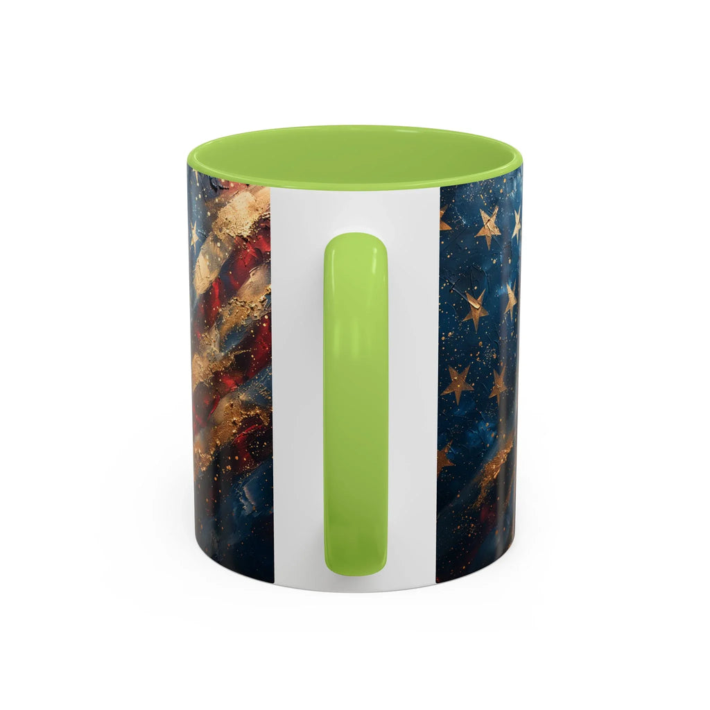 Distressed American Flag Accent Coffee Mug | 11oz 15oz - 250 USA Celebration