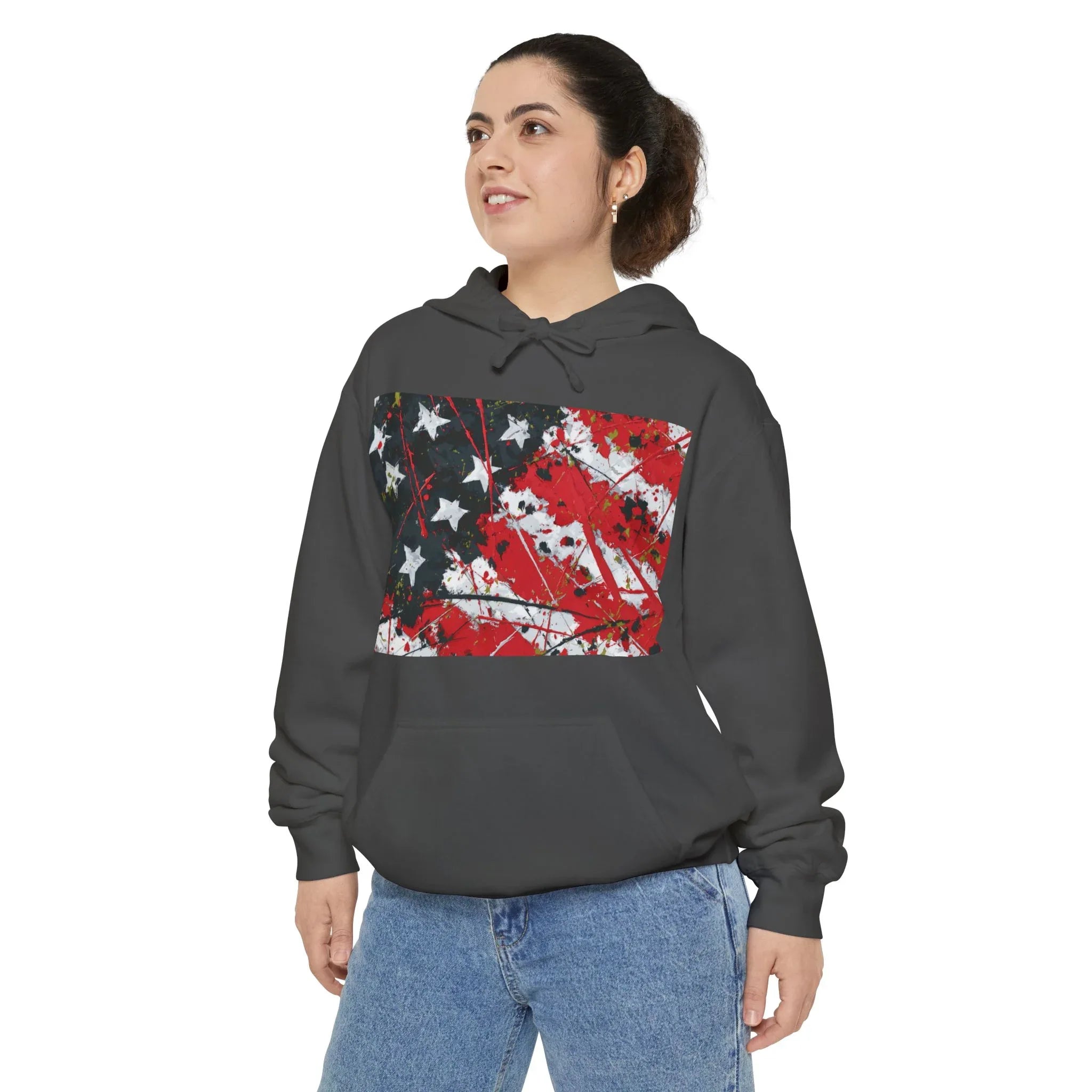 Distressed American Flag Hoodie | Patriotic Stars Stripes Sweatshirt - 250 USA Celebration