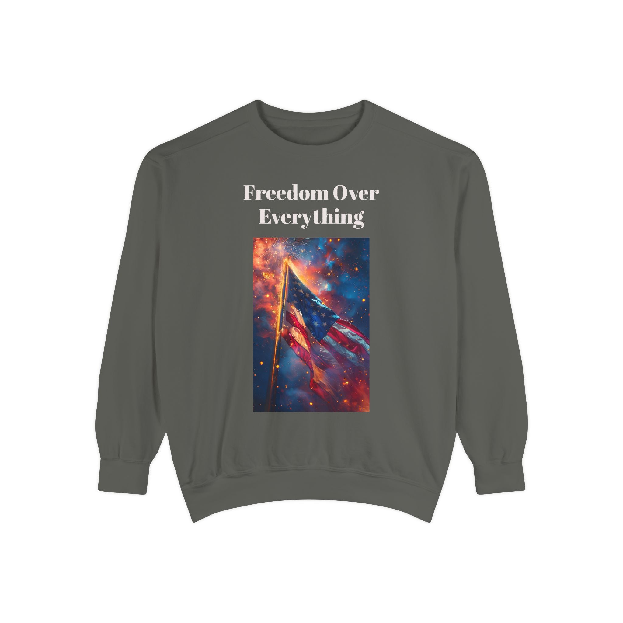 Patriotic Sweatshirt, American Flag 4th of July Independence, Red White Blue Fireworks, Birthday Freedom