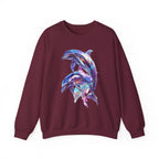 Iridescent Dolphin Trio Sweatshirt | Ocean Marine Animal Crewneck - 250 USA Celebration