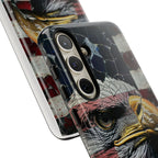 American Flag Bald Eagle phone case | Patriotic iPhone cover, cracked vintage flag design - 250 USA Celebration