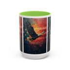 Colorful Mugs (11oz, 15oz) American Eagle Flying Coffee Cup, Patriotic American Eagle flying with American Flag in background - 250 USA Celebration