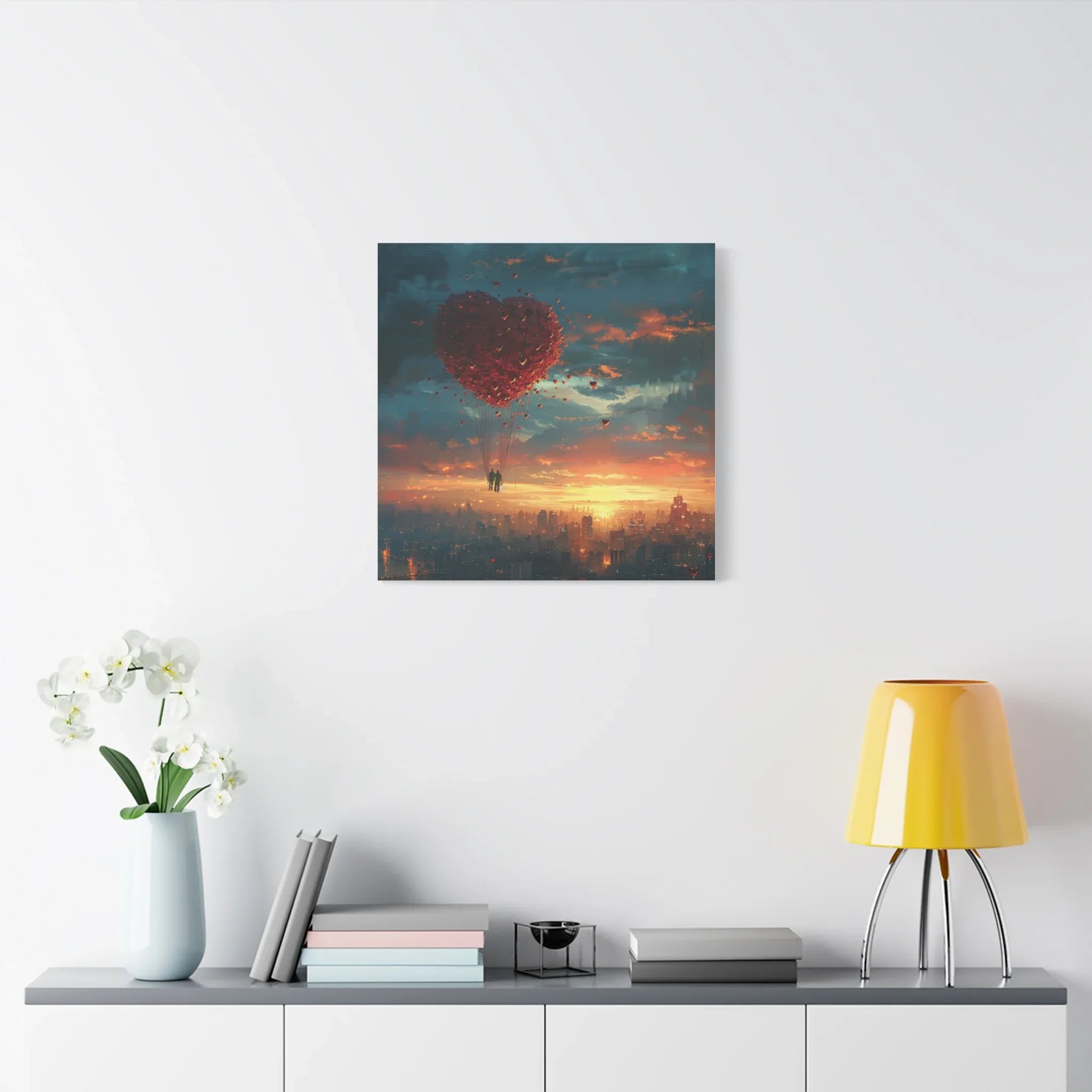 Romantic Canvas Wall Art, Love, Heart Balloon Art, Gift for Couples, Valentines Wall Decor, Valentine's Day Women's Merchandise, Valentines - 250 USA Celebration