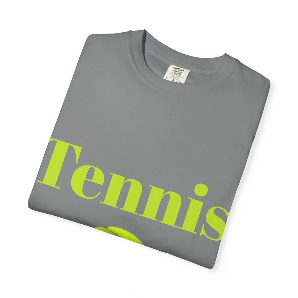 Tennis Ball Graphic Tee | Tennis Shirt, Neon Green Text - 250 USA Celebration
