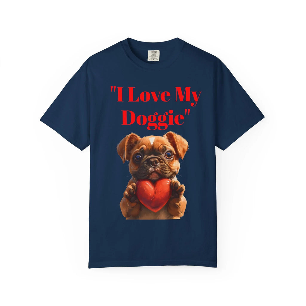 Cute French Bulldog Puppy Holding Red Heart T-shirt | Dog Lover Cartoon - 250 USA Celebration
