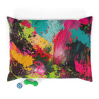 Neon Paint Splash Pet Bed | Abstract Colorful Brushstroke Dog Cushion - 250 USA Celebration
