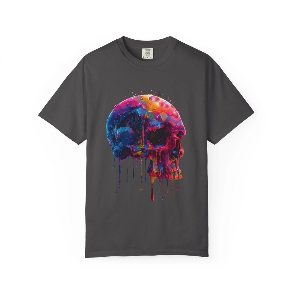 Colorful Drip Skull T-shirt | Watercolor Skull Shirt, Artistic Gothic Tee - 250 USA Celebration