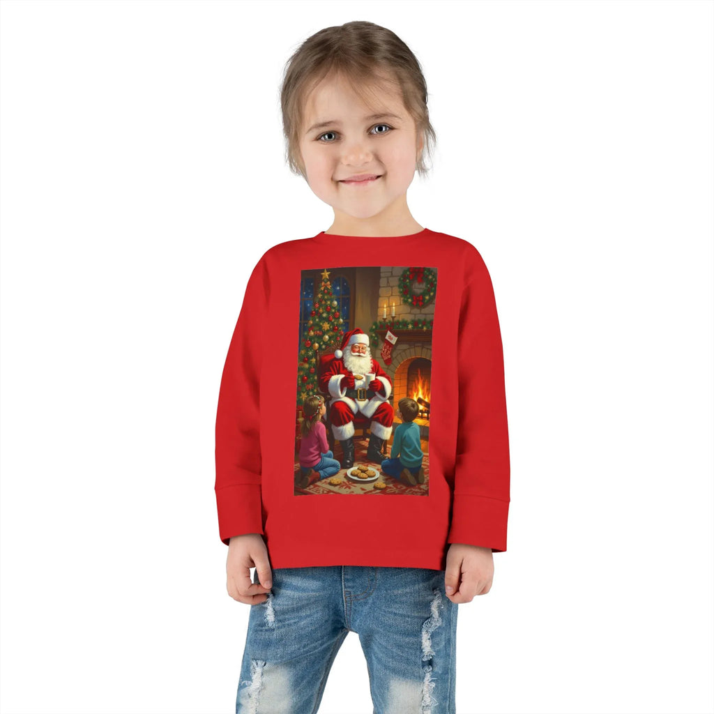 Christmas Santa Toddler Long Sleeve Tee, Holiday Shirt for Kids, Festive Outfit, Winter Apparel, Cute Christmas Gift, Family Photoshoot - 250 USA Celebration