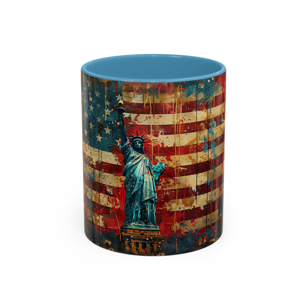 Liberty Statue American Flag Coffee Mug — Patriotic Vintage Accent Mug (11/15oz)
