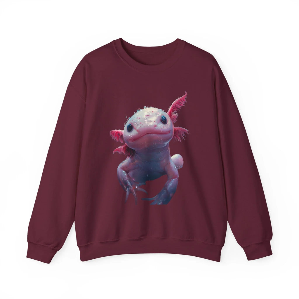 Pink Axolotl Illustration Sweatshirt | Cute Amphibian Art, Pastel Watercolor - 250 USA Celebration