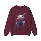 Pink Axolotl Illustration Sweatshirt | Cute Amphibian Art, Pastel Watercolor - 250 USA Celebration