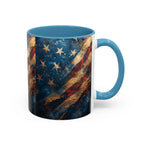 Distressed American Flag Accent Coffee Mug | 11oz 15oz - 250 USA Celebration