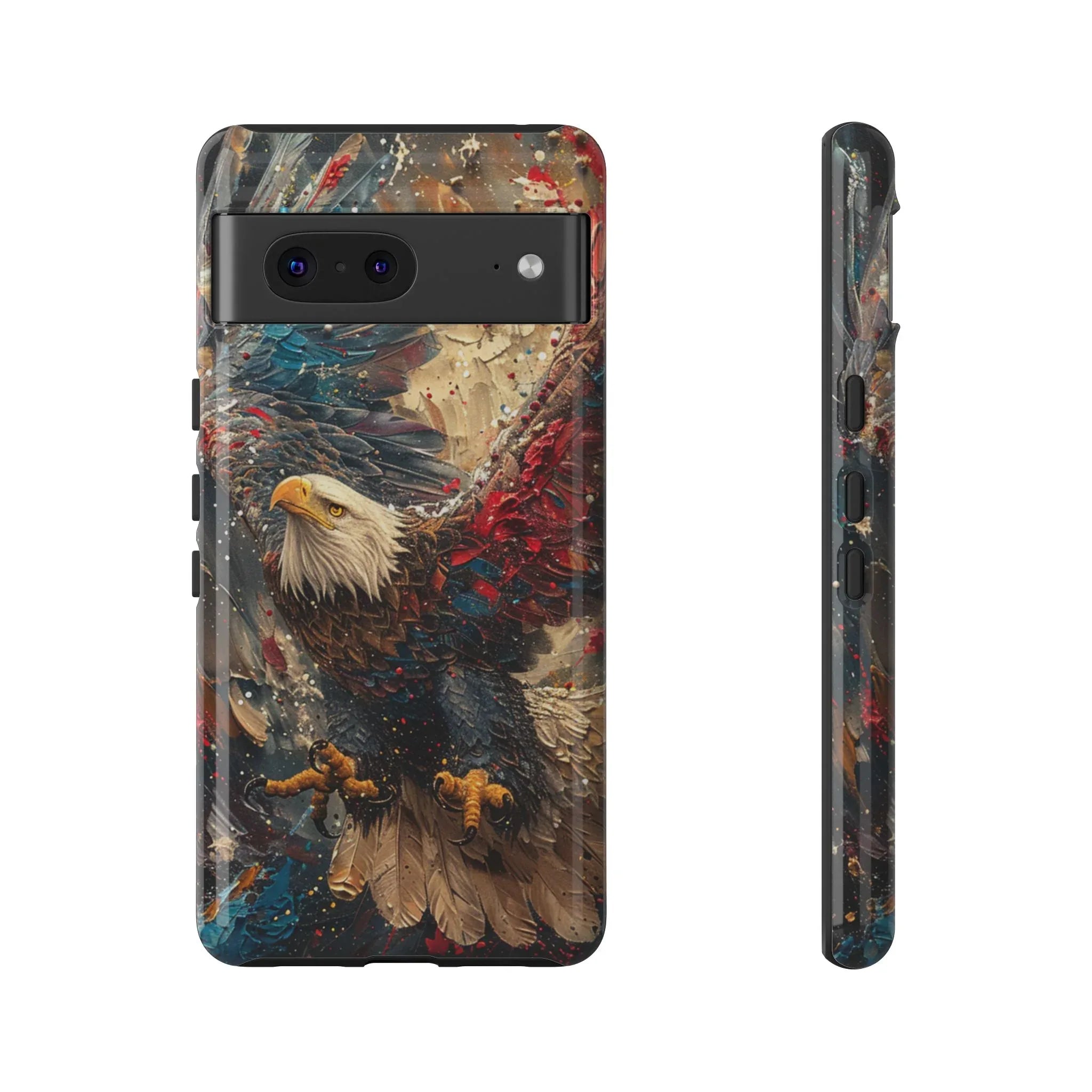 Patriotic Bald Eagle Tough Case | iPhone Phone Case, Red Blue Feather Art - 250 USA Celebration