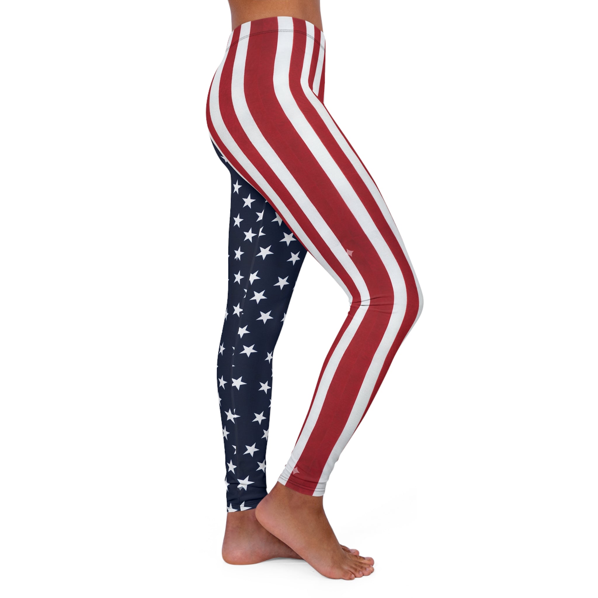 Patriotic American Flag Leggings - Women's Spandex Yoga Pants