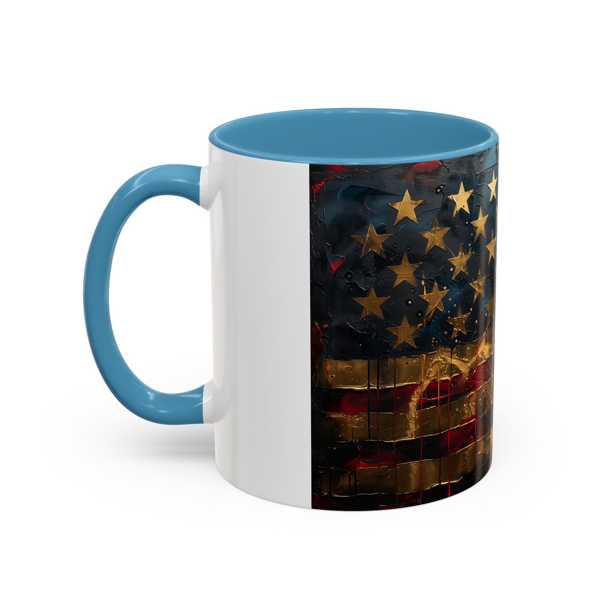 Distressed American Flag Accent Coffee Mug — Patriotic 11/15oz