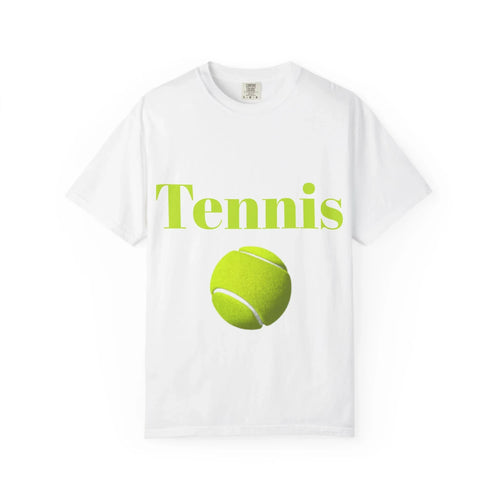 Tennis Ball Graphic Tee | Tennis Shirt, Neon Green Text - 250 USA Celebration