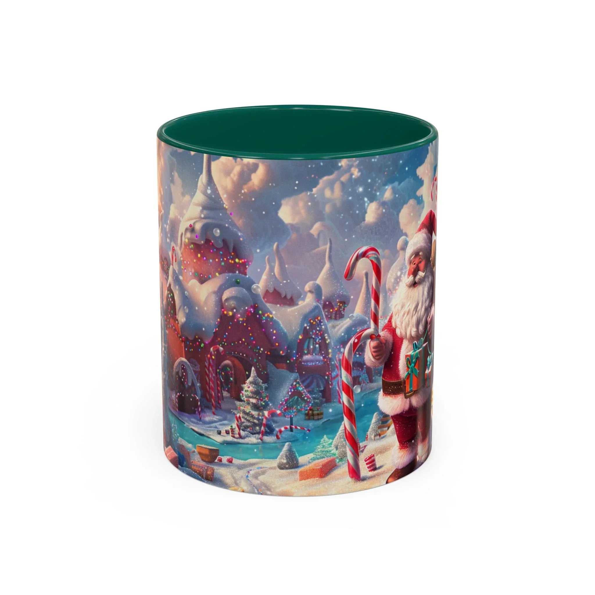 Festive Santa in Candy Wonderland mug | Holiday Christmas ceramic mug - 250 USA Celebration