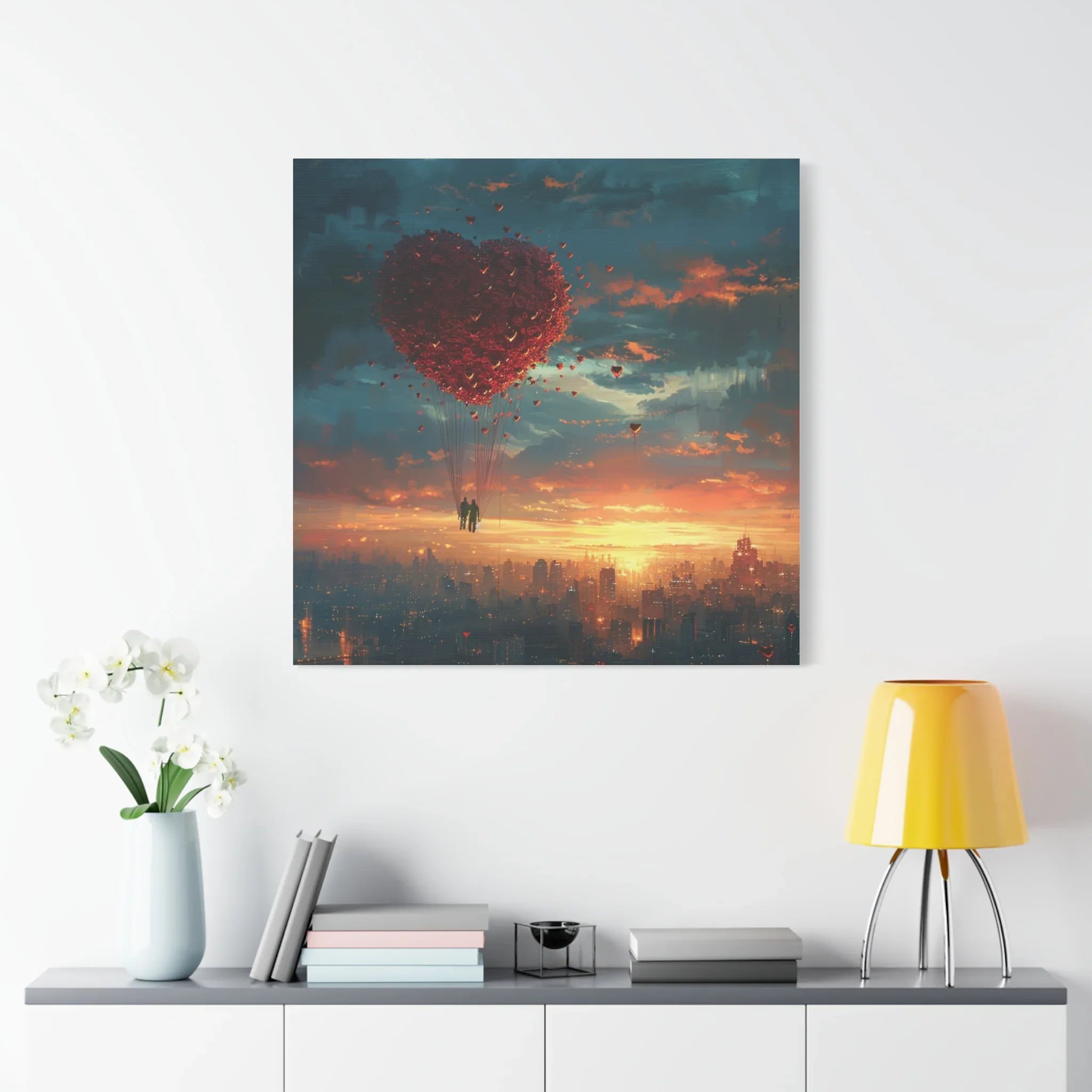 Romantic Canvas Wall Art, Love, Heart Balloon Art, Gift for Couples, Valentines Wall Decor, Valentine's Day Women's Merchandise, Valentines - 250 USA Celebration