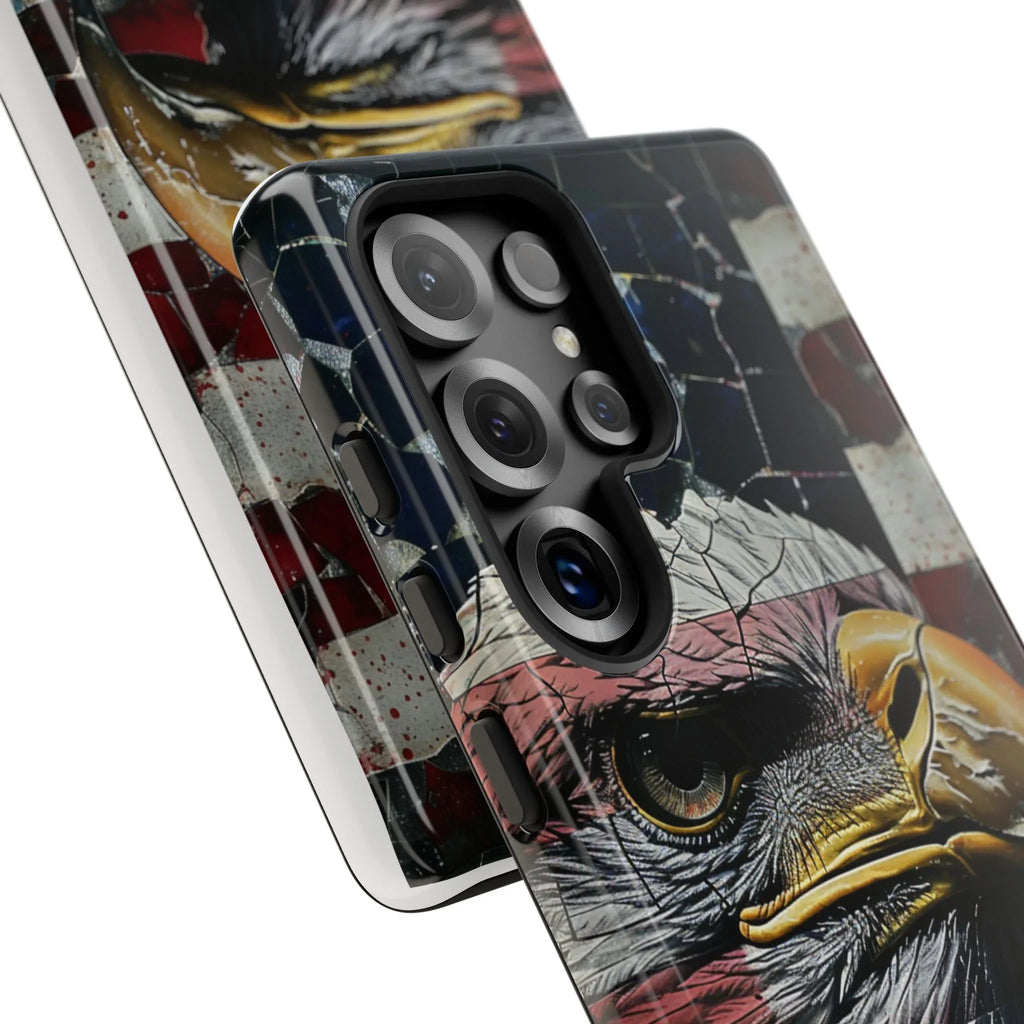 American Flag Bald Eagle phone case | Patriotic iPhone cover, cracked vintage flag design - 250 USA Celebration