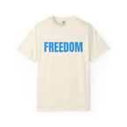 Freedom Graphic T-Shirt — Bold Blue Text Patriotic Tee