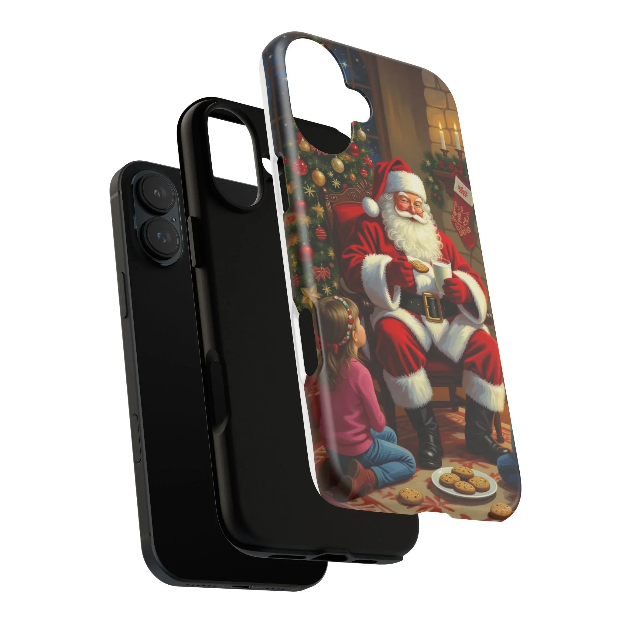 Santa Claus Storytime Tough Phone Case | Christmas holiday scene, kids and cookies - 250 USA Celebration
