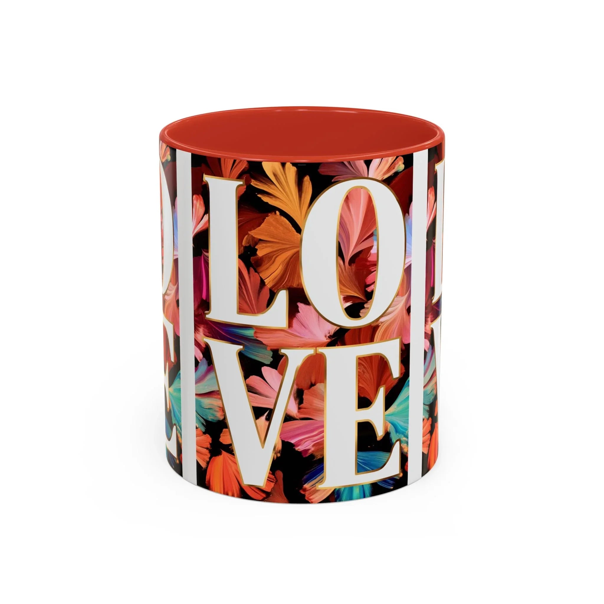 Floral Bold LOVE Mug | Accent Coffee Mug 11oz 15oz - 250 USA Celebration