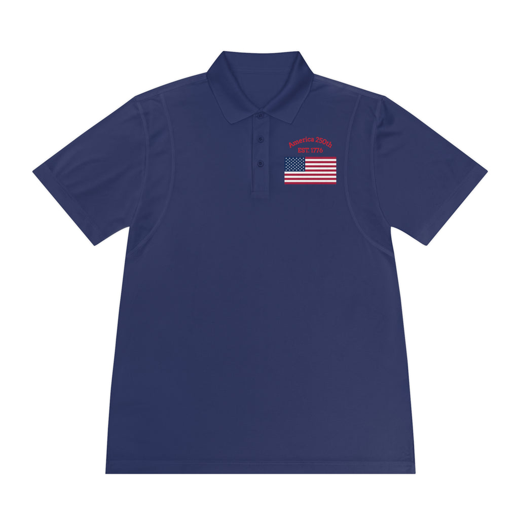 The "Legacy Portrait" Sport Polo – America 250 Signature Series - Men's Sport Polo — America 250 Commemorative Flag Wave Polo