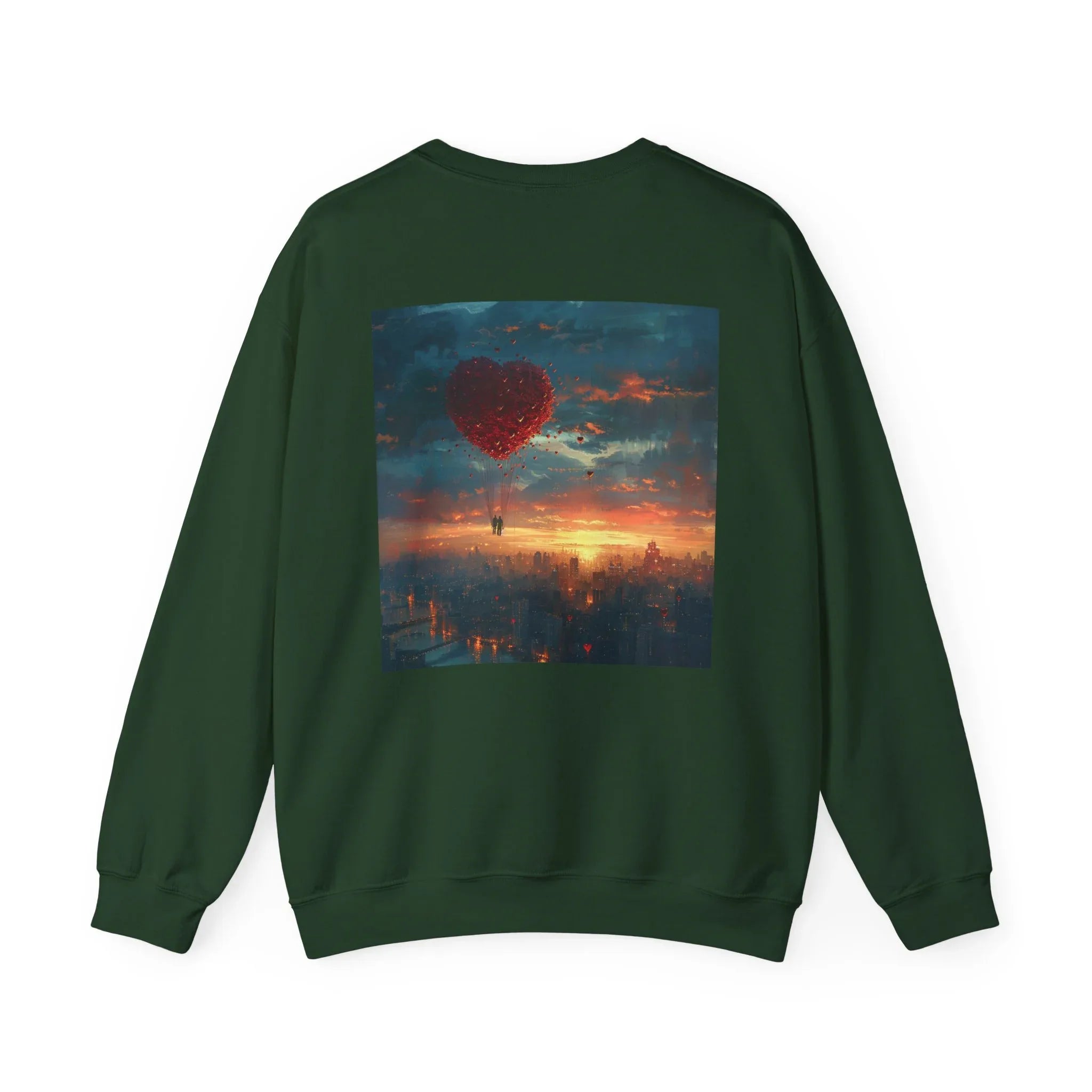 Love-themed Crewneck Sweatshirt, Valentines Day Sweatshirt, Heart Design Apparel, Valentine's Gift, Valentine's Day Women's Merchandise - 250 USA Celebration