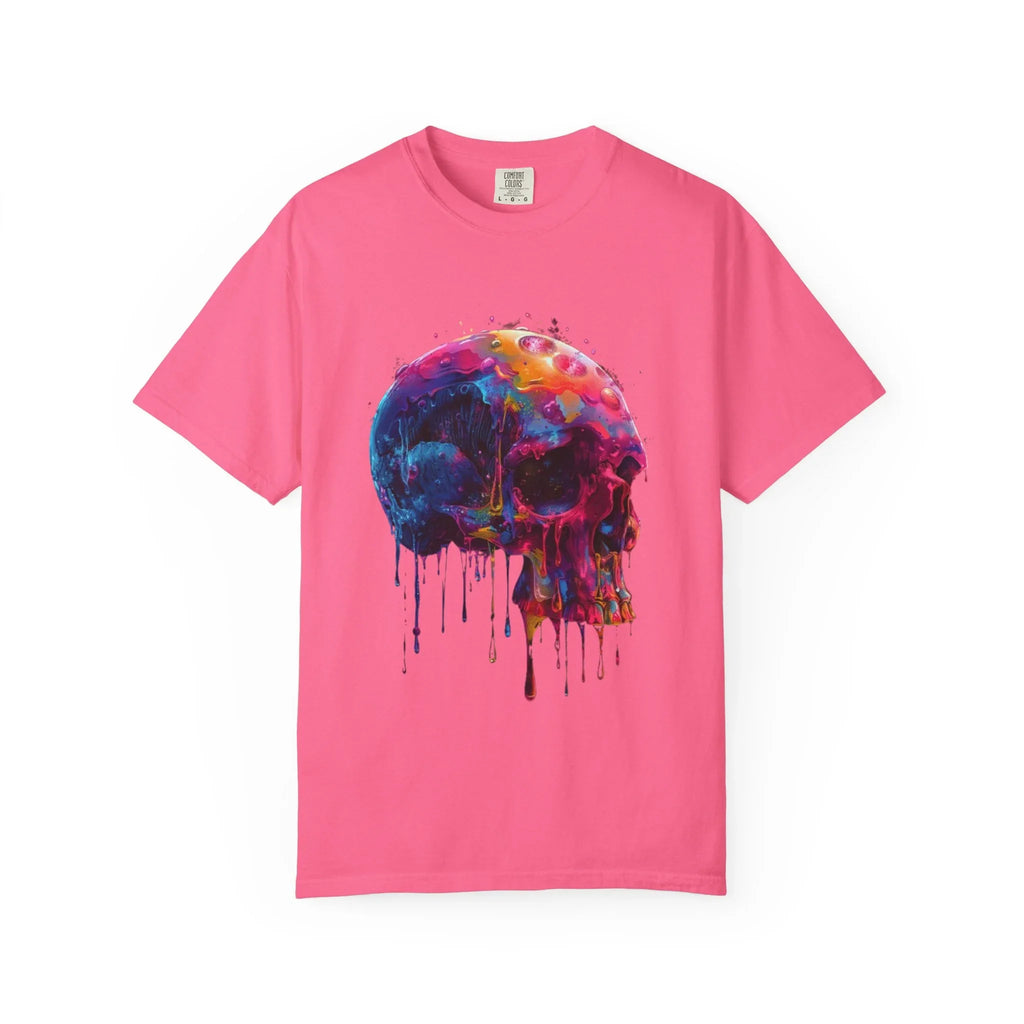 Colorful Drip Skull T-shirt | Watercolor Skull Shirt, Artistic Gothic Tee - 250 USA Celebration