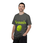 Tennis Ball Graphic Tee | Tennis Shirt, Neon Green Text - 250 USA Celebration