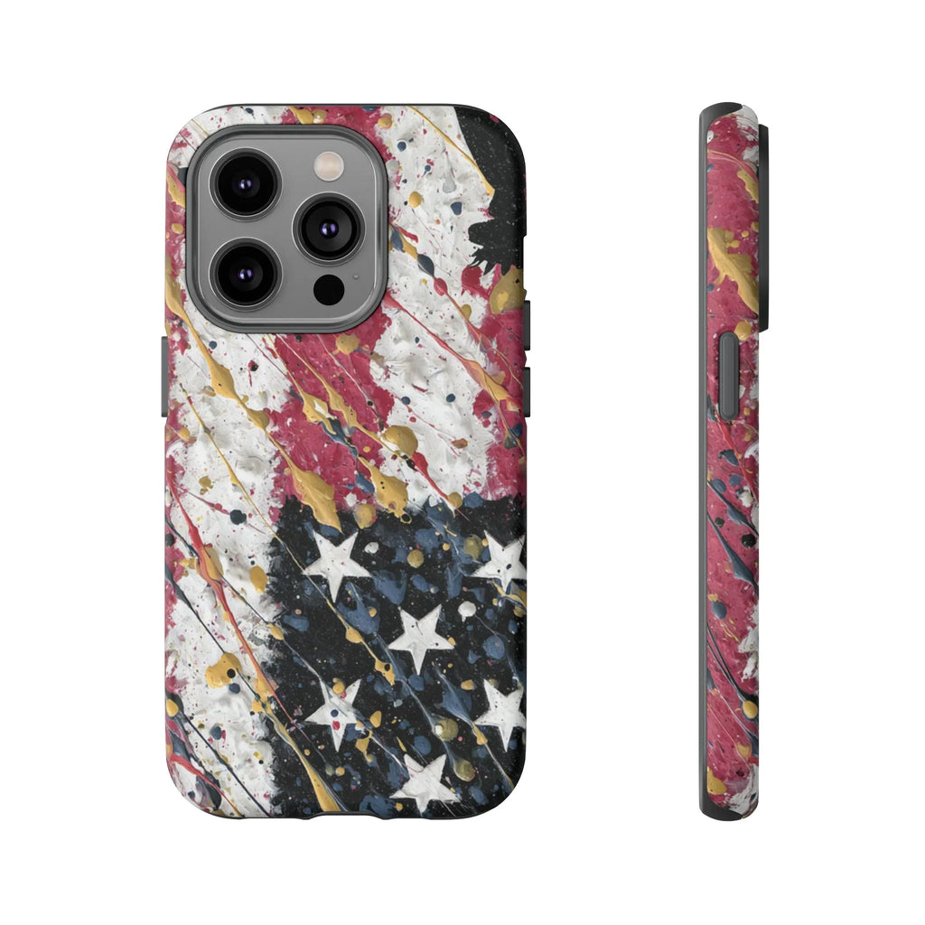 Abstract Drip American Flag Phone Case | Tough Case - 250 USA Celebration