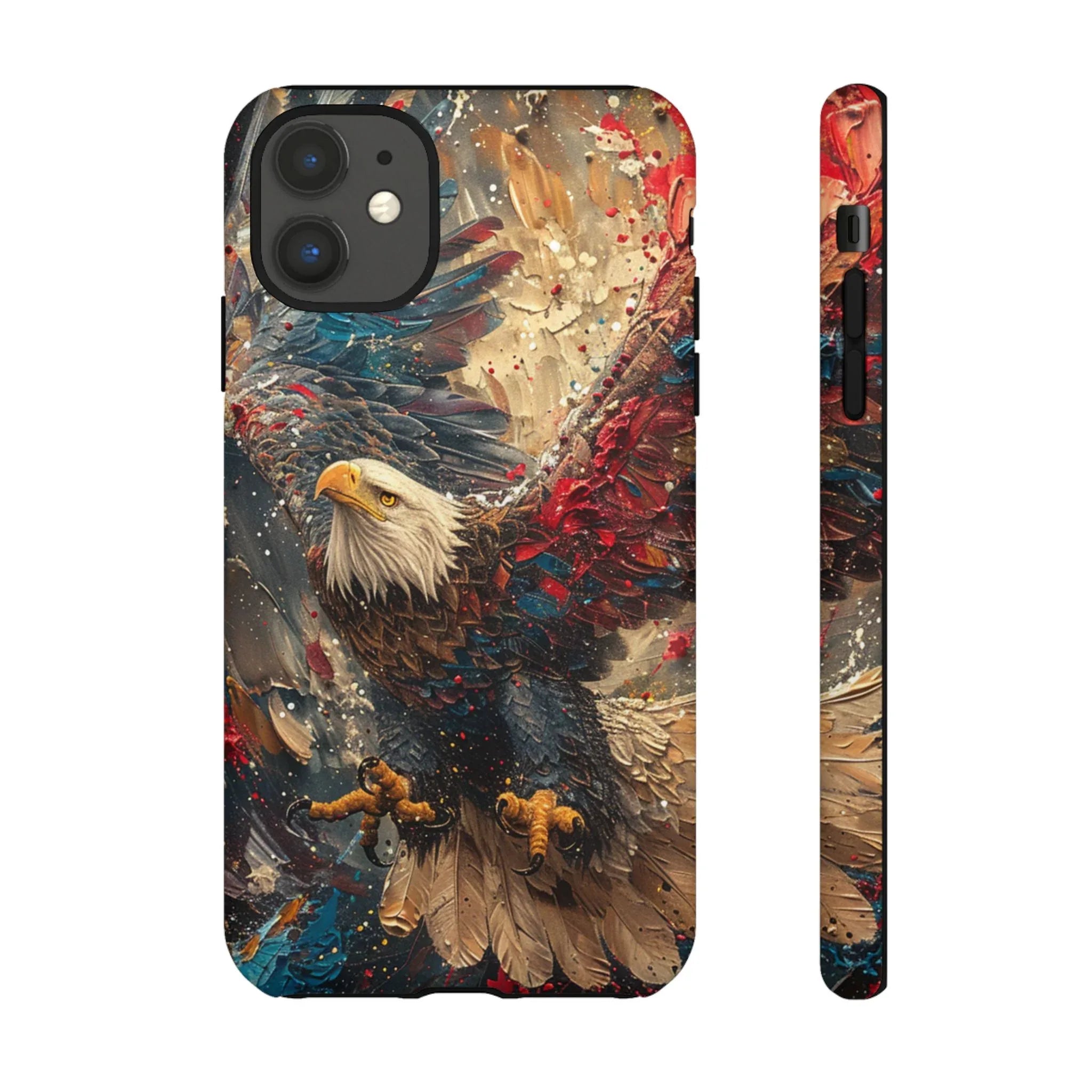 Patriotic Bald Eagle Tough Case | iPhone Phone Case, Red Blue Feather Art - 250 USA Celebration