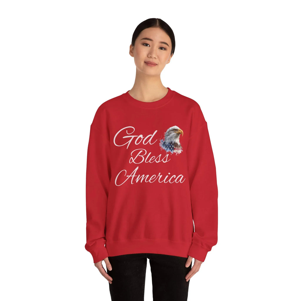 God Bless America eagle graphic Sweatshirt | patriotic USA flag-inspired design - 250 USA Celebration