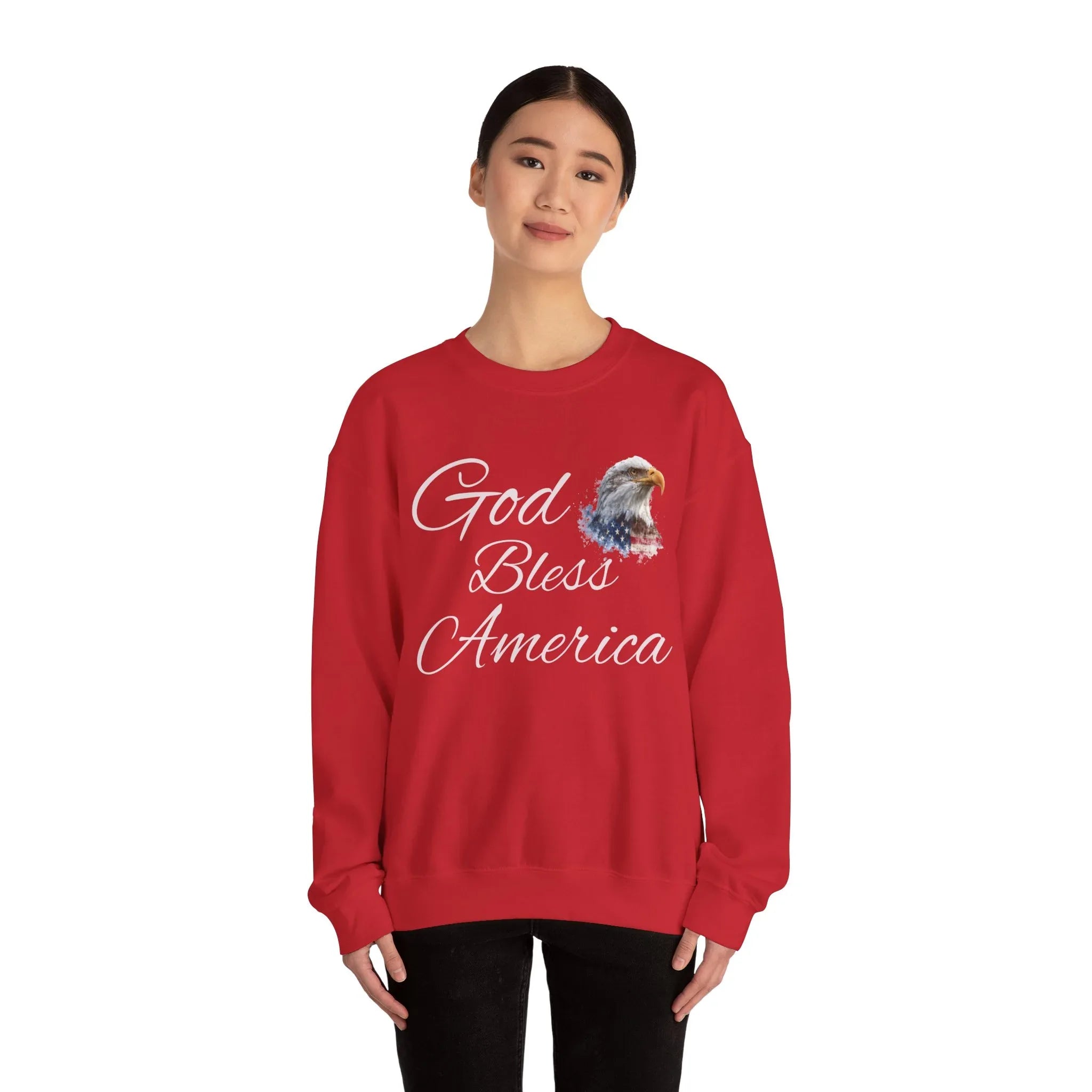 God Bless America eagle graphic Sweatshirt | patriotic USA flag-inspired design - 250 USA Celebration