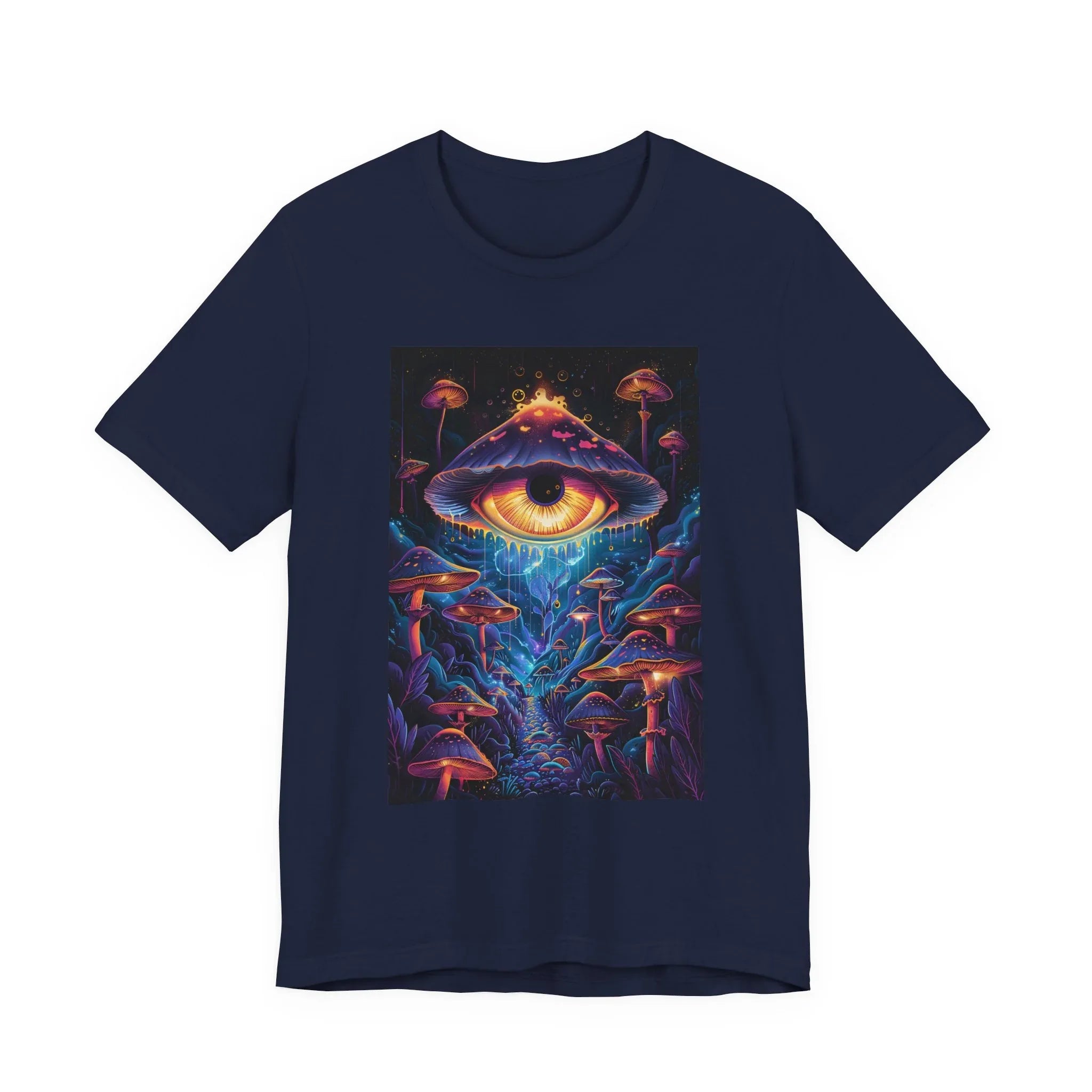 Glowing Third Eye Psychedelic Mushrooms T-Shirt | Neon Lava Lamp Blacklight - 250 USA Celebration