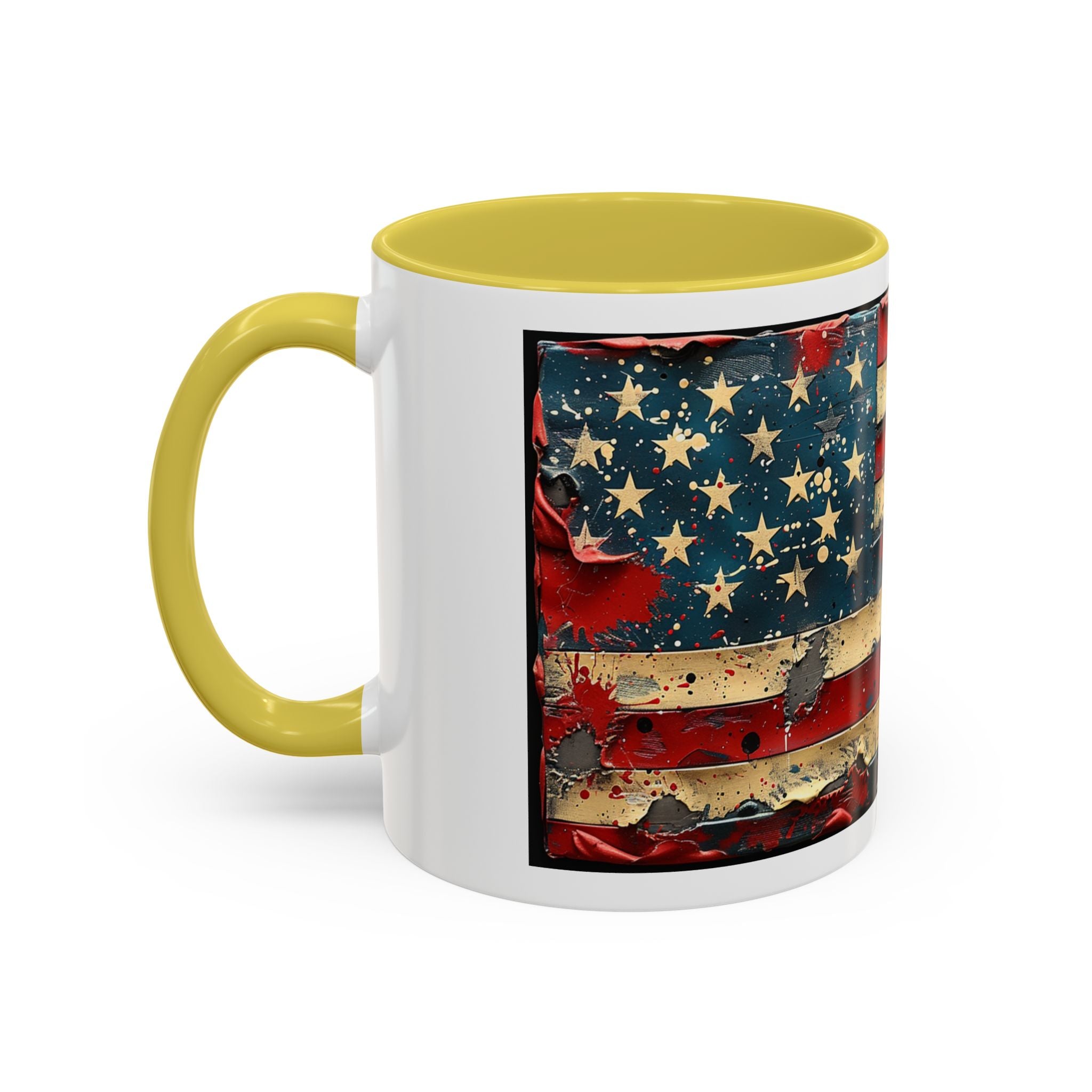 Colorful Mugs (11oz, 15oz), American Flag, Patriotic Flag coffee cup