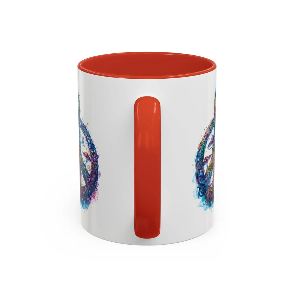 Psychedelic Mushroom Peace Sign Mug | Neon Tie-Dye Peace Script - 250 USA Celebration