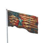 Double-Sided American Flag with Statue of Liberty