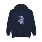 Watercolor Dolphins Zip Hoodie | Ocean Marine Animal Graphic - 250 USA Celebration
