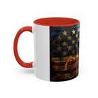 Distressed American Flag Accent Coffee Mug — Patriotic 11/15oz