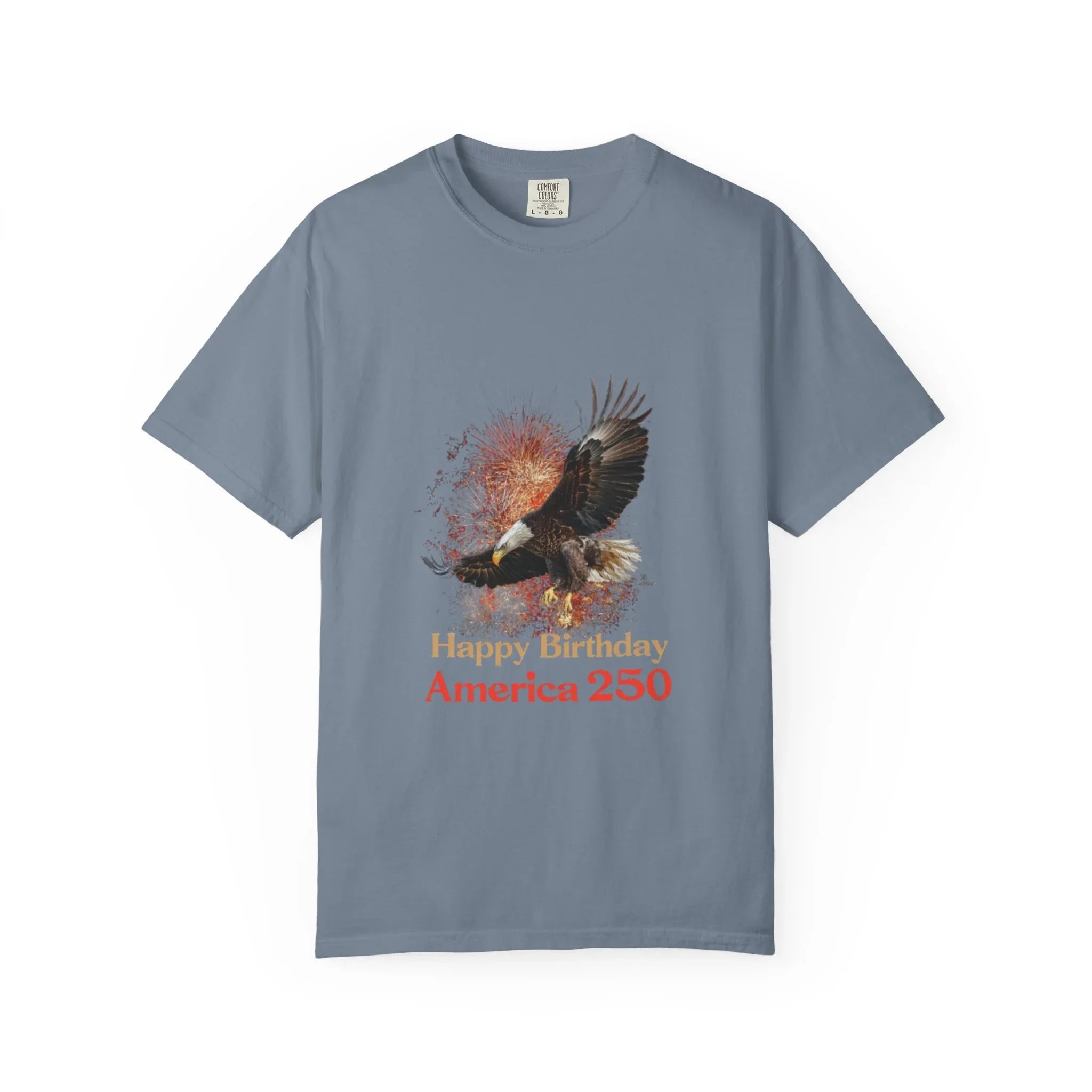 Eagle Illustration Happy Birthday America 250 T-Shirt | Patriotic Bald Eagle Tee - 250 USA Celebration